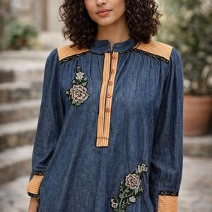 Roberto Cavalli Blue and Orange Button Down Shirt